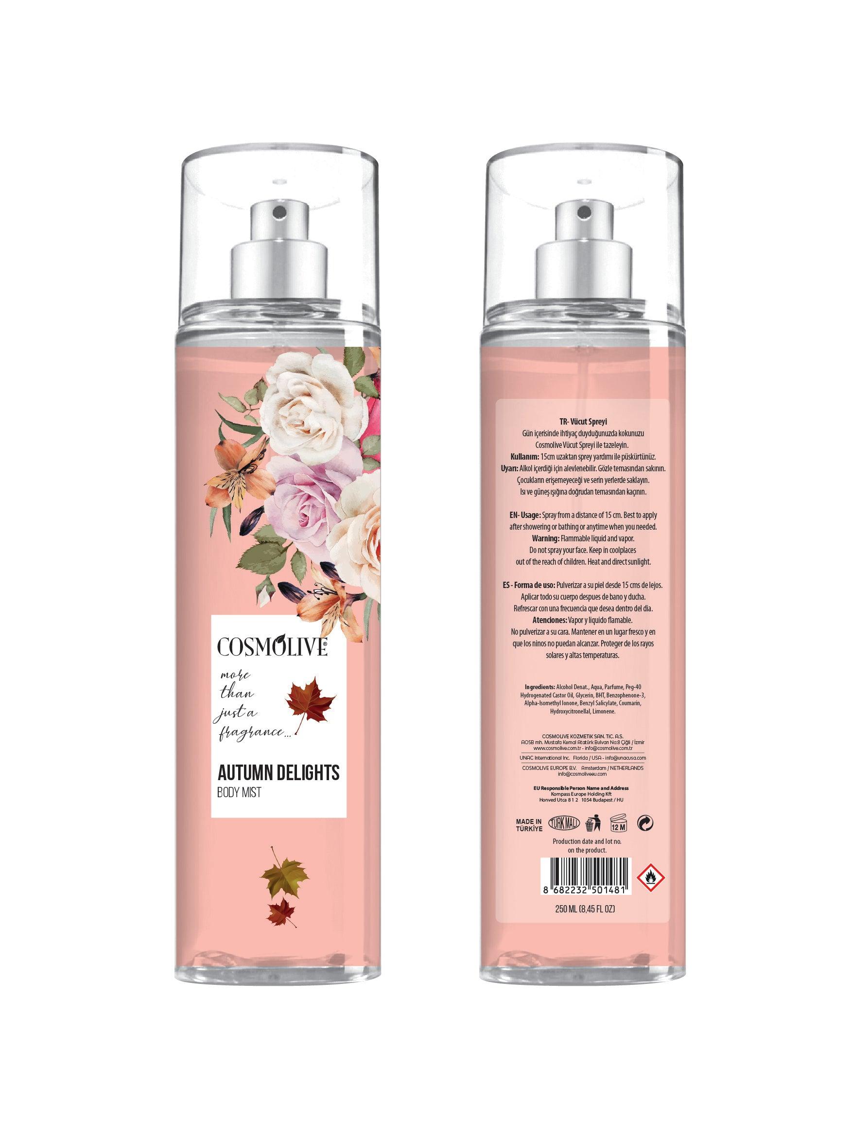 COSMOLIVE BODY MIST 250 ml Autumn Delights   / The Excellent Composition of Nature With The Fruit and Floral Essences / Natural Life - Natural Bazaar