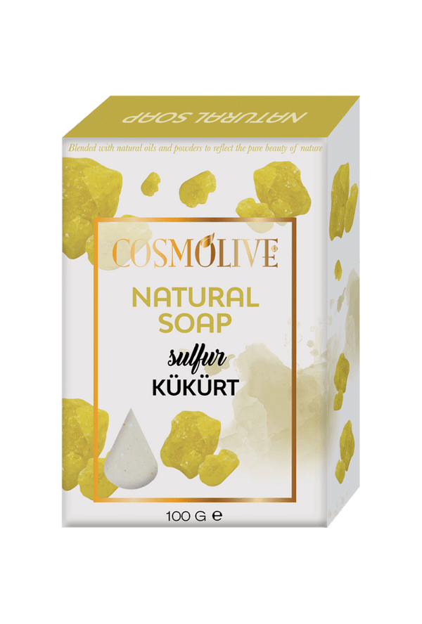 COSMOLIVE SULFUR NATURAL SOAP 100 g / Against Acne Problems / Antibacterial Property of Sulfur