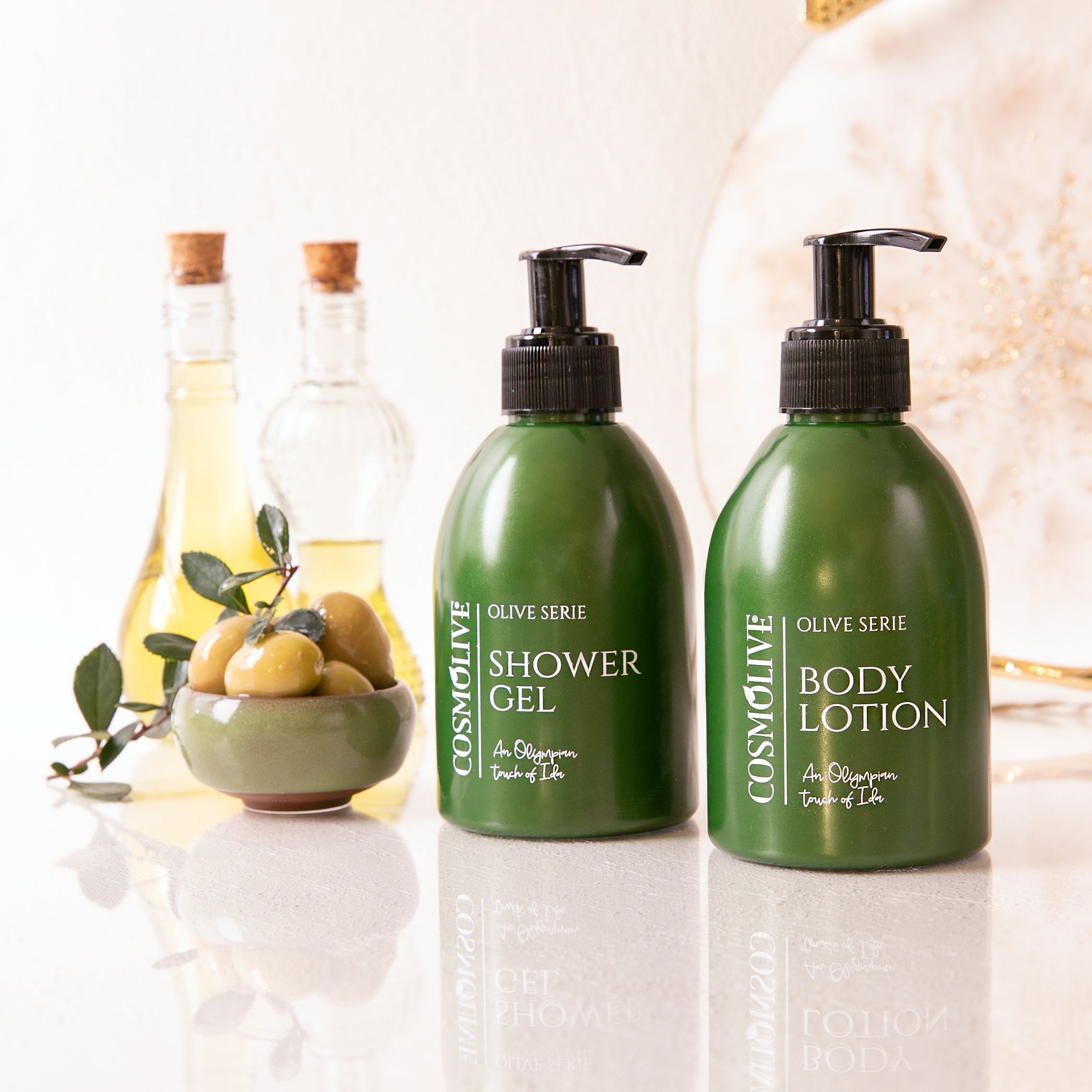 COSMOLIVE OLIVE SERIE SHOWER GEL + BODY LOTION ( 1+ 1 ) 300 ml + 300 ml