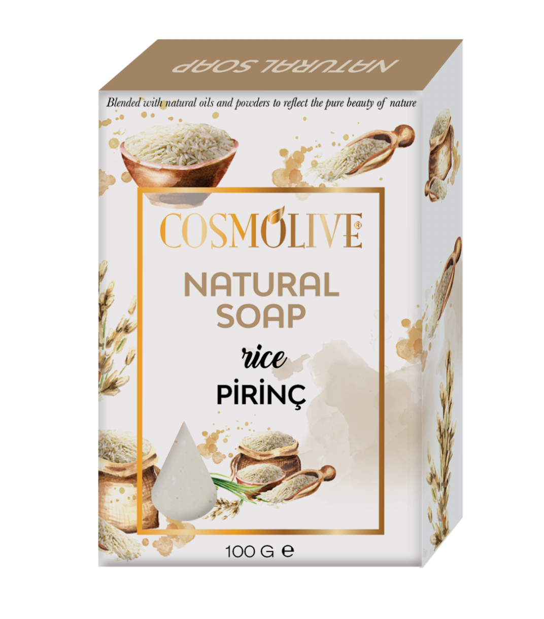 COSMOLIVE RICE NATURAL SOAP 100 g / Effective Against Redness and Itching / Natural Life