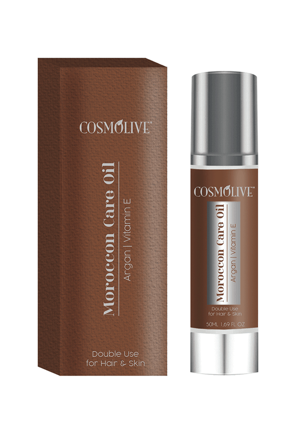 COSMOLIVE SKIN CARE OIL 100ml - ARGAN and E VITAMIN (With single box and glass bottle) / Natural and Radiant Look / Natural Life