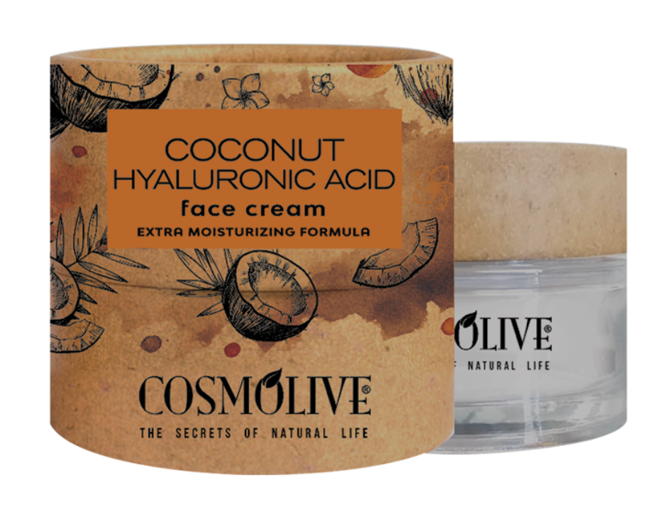 COSMOLIVE 50 ml FACE CREAM - COCONUT HYALURONIC ACID rich in Vitamin E / Natural Life