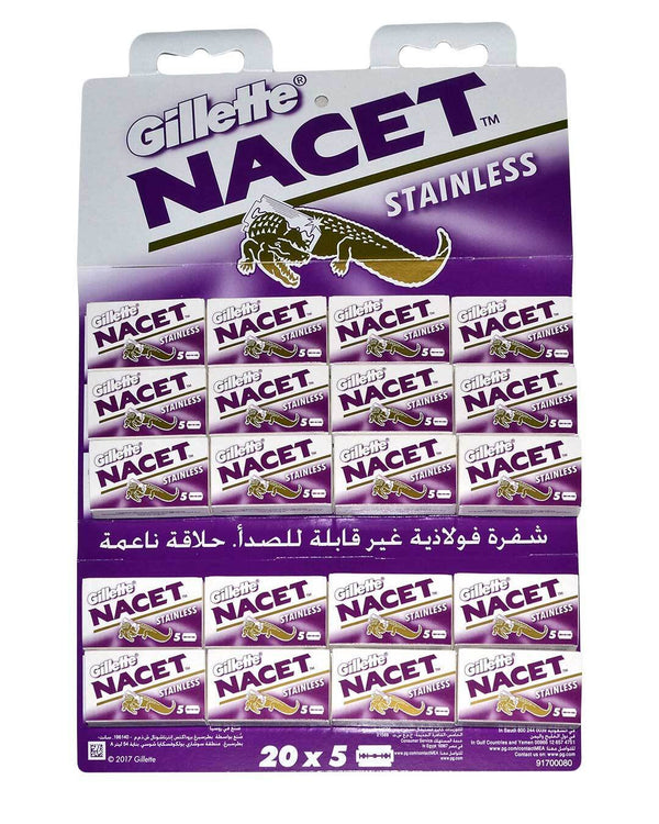 Gillette Nacet Stainless Double Edge | Razor Shaving Blades Uk stock Razor blade- 100 Blades