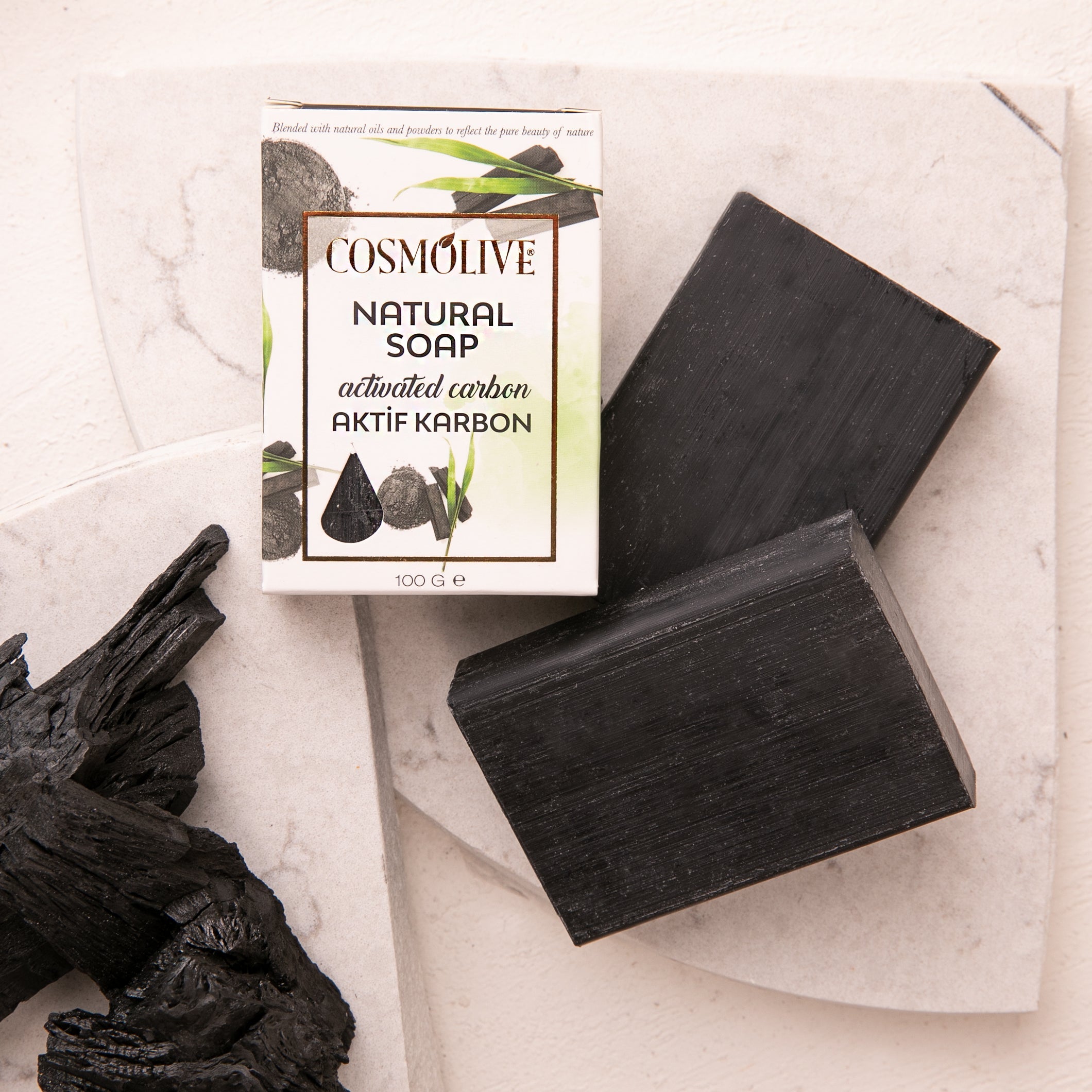 COSMOLIVE ACTIVATED CARBON NATURAL SOAP 100 g Detox Effect / Natural Life