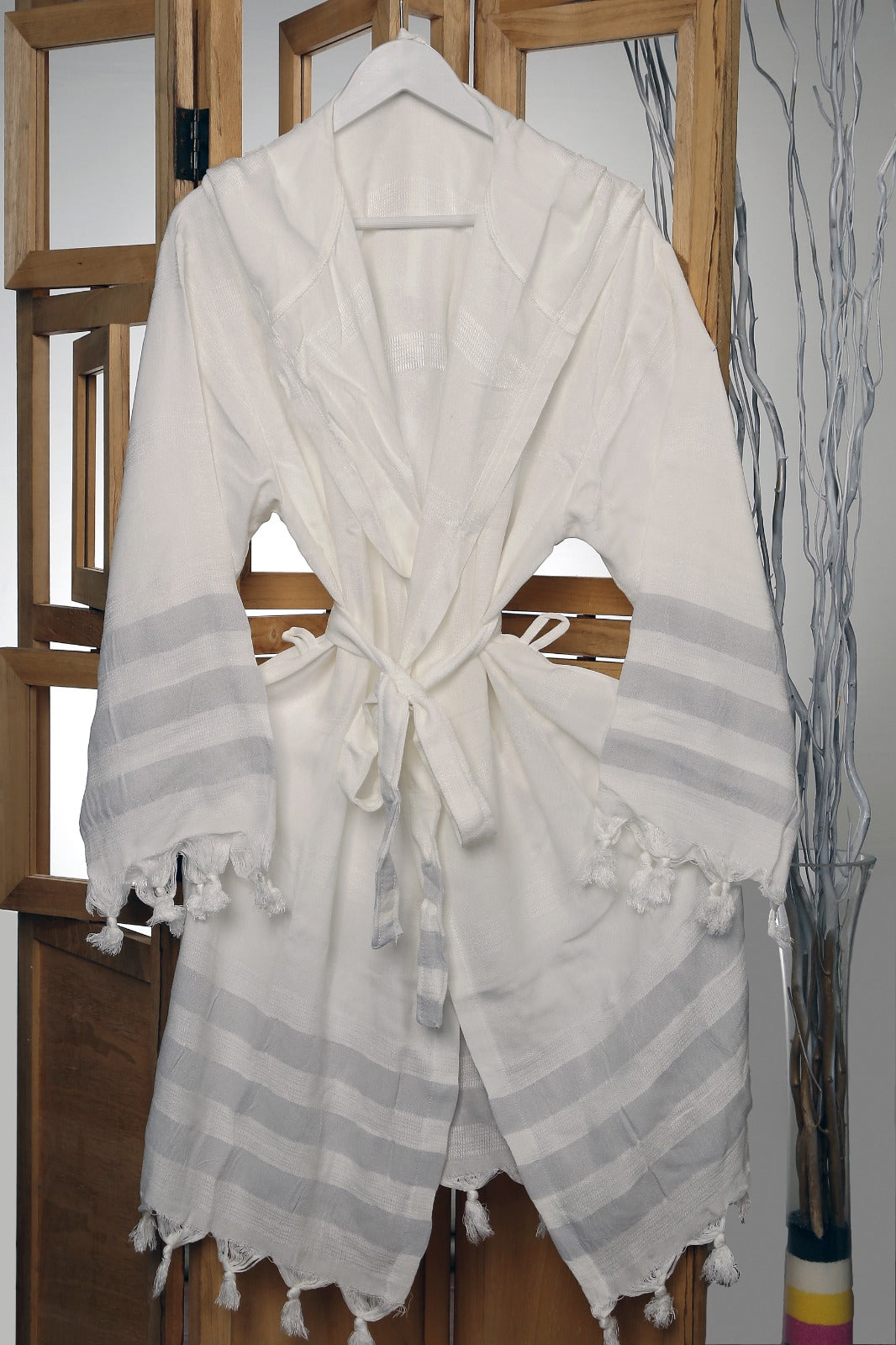 Bathrobe ORGANIC BAMBOO Turkish Lightweight Hooded Pesthemal Bathrobe Luxury/Unisex/Kimono- bridal party - bridesmades-beach-spa robe/ Sale/ Fast Delivery - Natural Bazaar