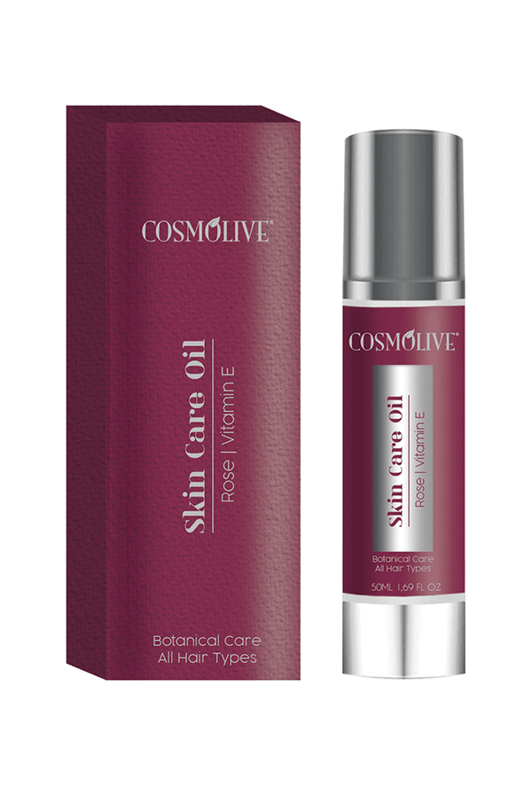 COSMOLIVE SKIN CARE OIL 100 ml ROSE VITAMIN E (With single box and glass bottle) / Natural  and Radidant Look / Natural Life
